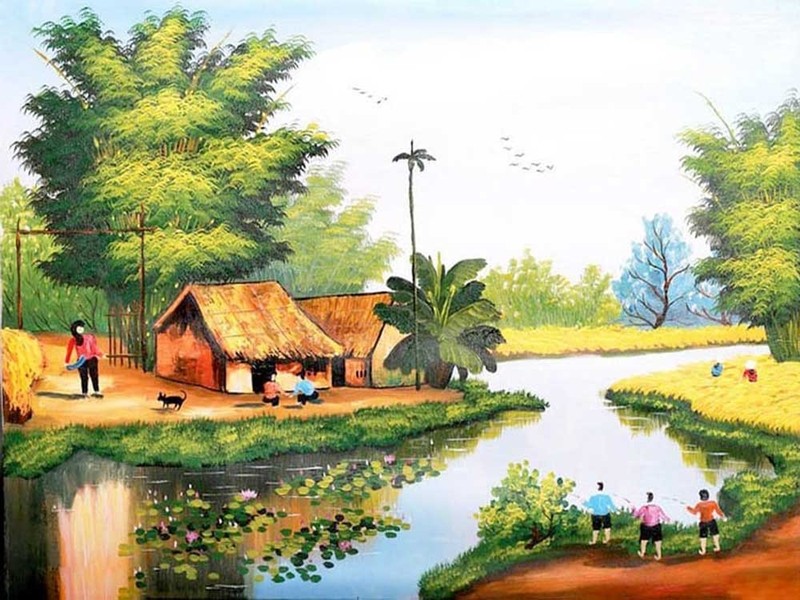 Khung cảnh làng quê yên bình
